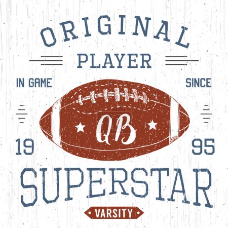 Photo for T-shirt design, Football quarterback superstar typography graphics - Royalty Free Image