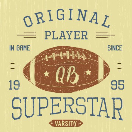 Photo for T-shirt design, Football quarterback superstar typography graphics, vector illustration - Royalty Free Image