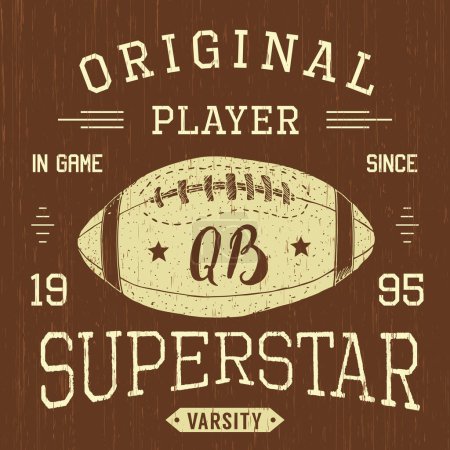 Téléchargez les photos : T-shirt design, Football quarterback superstar typography graphics, vector illustration - en image libre de droit