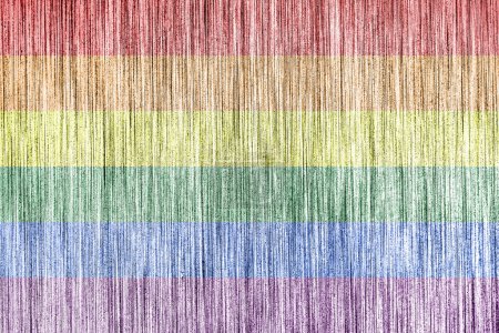 Foto de Rainbow LGBTQ o bandera de orgullo gay en textura de metal rayado - Imagen libre de derechos