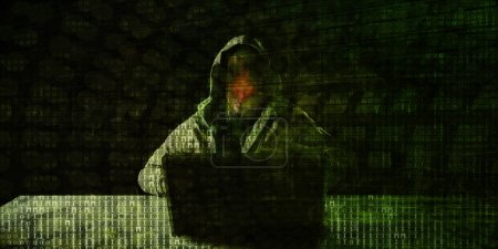Photo for Cyber Security and man hacker on background, close up - Royalty Free Image