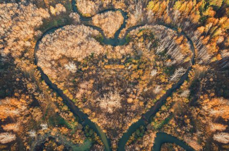 Téléchargez les photos : Coeur en forme de rivière vue arrière-plan - en image libre de droit