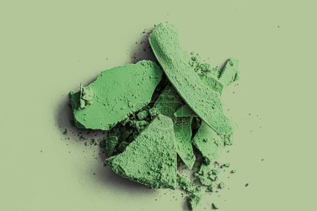Photo for Green eye shadow powder as makeup palette closeup, crushed cosmetics - Royalty Free Image