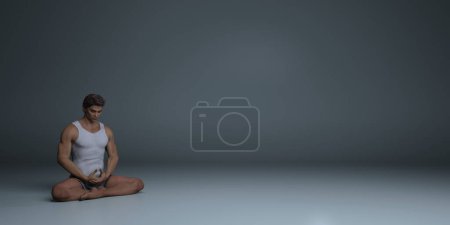 Téléchargez les photos : Homme faisant de la méditation sur fond - en image libre de droit