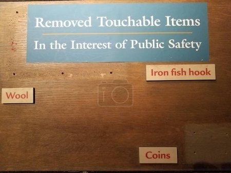 Photo for Removed touchable items for public safety sign - Royalty Free Image