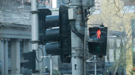 Foto de Polo semáforo rojo en invierno en Melbourne Australia - Imagen libre de derechos