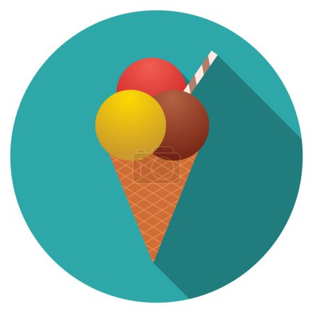 Foto de Icono de helado de diseño plano con sombra larga, aislado - Imagen libre de derechos