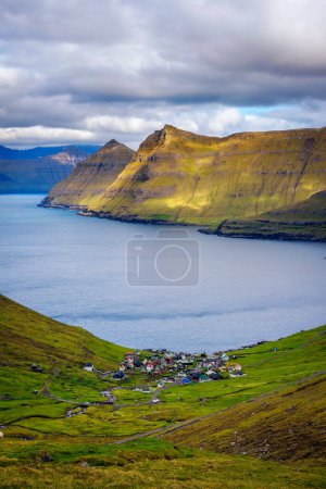 Photo for Panorama of mountains around village of Funningur on Faroe Islands - Royalty Free Image