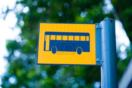Photo for Bus stop sign on a metal pole - Royalty Free Image