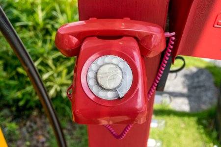Photo for Antique red Telephone, close up - Royalty Free Image