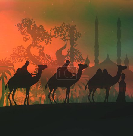 Photo for Camels and three wise men - Royalty Free Image