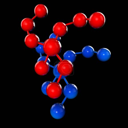 Foto de Molécula abstracta o átomo rojo y azul para Ciencia o medicina - Imagen libre de derechos