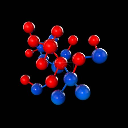 Foto de "molécula abstracta o átomo rojo y bule para la ciencia o bl médica" - Imagen libre de derechos
