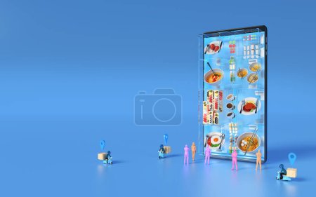Photo for Food online shopping, 3d illustration - Royalty Free Image
