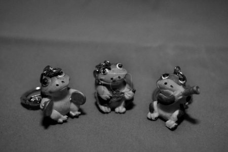 Photo for The three lucky frogs in black and white - Royalty Free Image