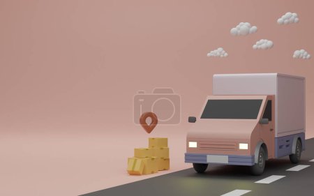 Téléchargez les photos : Concept de service de livraison, livraison à domicile. Camion de livraison - en image libre de droit