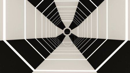 Téléchargez les photos : 3d render of abstract hexagon shape in tunnel background - en image libre de droit