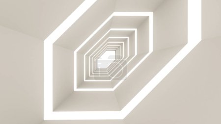 Foto de 3d render of abstract hexagon shape in tunnel background - Imagen libre de derechos
