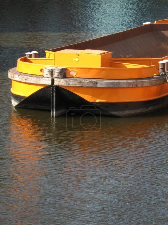 Photo for Orange boat at the lake  on nature background - Royalty Free Image