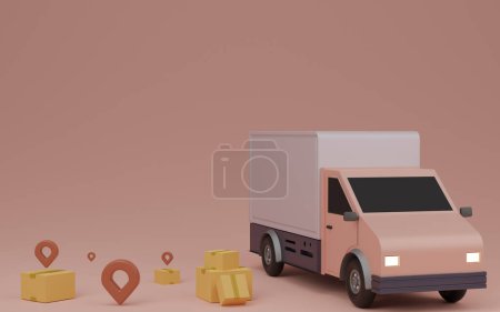 Photo for Delivery service concept, Delivery to home. Delivery van - Royalty Free Image