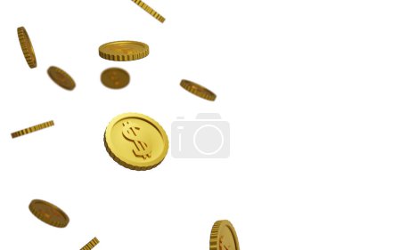 Foto de Caída de monedas, caída de dinero, volando monedas de oro - Imagen libre de derechos