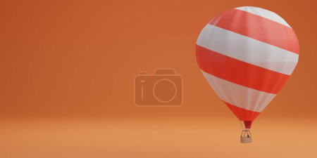 Foto de Globo blanco y rojo sobre fondo naranja concepto de viaje. 3d - Imagen libre de derechos