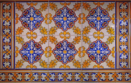 Photo for Multicolored designed spanish tile wall, Malaga - Royalty Free Image