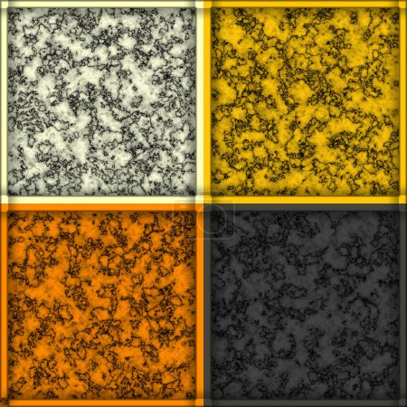 Photo for Yellow, orange, grey and white marble textures, square tiles - Royalty Free Image