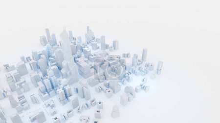 Foto de Moderna y limpia ciudad blanca con fondo blanco. Renderizado 3D digital. - Imagen libre de derechos