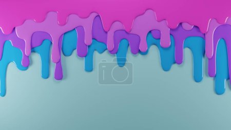 Photo for Dripping layers in shades of blue and purple. Abstract concept background. Digital 3D render. - Royalty Free Image