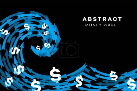 Foto de Onda azul abstracta con dólares y flechas. Ilustración conceptual - Imagen libre de derechos
