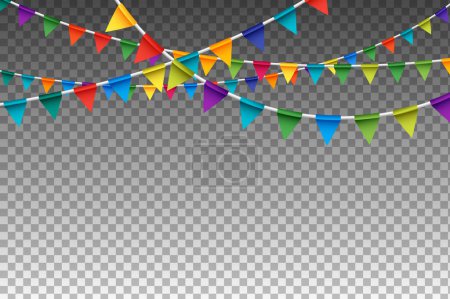 Foto de "Guirnalda aislada colorida con banderas de fiesta. Ilustración vectorial" - Imagen libre de derechos