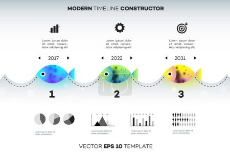 Photo for Modern Infographic Timeline Constructor For Fishing Industry. Conceptual Vector Background. Template For Business Presentations - Royalty Free Image