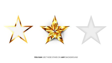 Foto de Estrellas doradas brillantes perfectas. Plantilla para Navidad, Premio o Cinco Estrellas Rating Design - Imagen libre de derechos