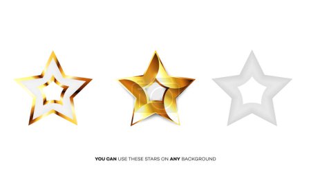Foto de Estrellas doradas brillantes perfectas. Plantilla para Navidad, Premio o Cinco Estrellas Rating Design - Imagen libre de derechos