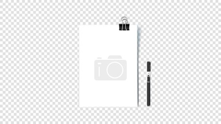 Téléchargez les photos : Papier vide A4 blanc avec pince à reliure. Isolé sur fond transparent - en image libre de droit