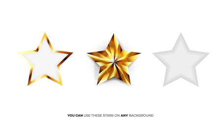 Photo for Perfect Glossy Golden Stars. Template For Christmas, Award Or Five Stars Rating Design - Royalty Free Image