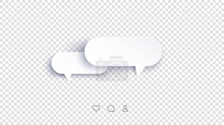 Photo for Perfect Paper Style Speech Bubbles. Blank Isolated 3D Paper Stickers On Transparent Background - Royalty Free Image