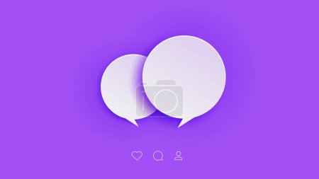 Photo for Perfect Paper Style Speech Bubbles. Blank Isolated 3D Paper Stickers On Violet Background - Royalty Free Image