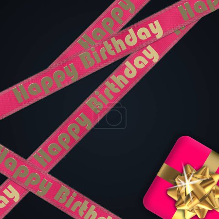 Foto de "Tarjeta de cumpleaños feliz con cintas rosadas" - Imagen libre de derechos
