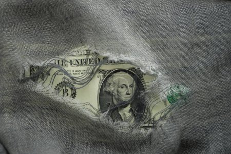 Téléchargez les photos : Billets USD vus à travers le tissu déchiré - en image libre de droit