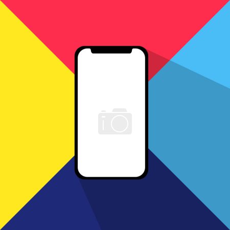 Foto de 3d renderizado de teléfono inteligente moderno sobre fondo colorido - Imagen libre de derechos