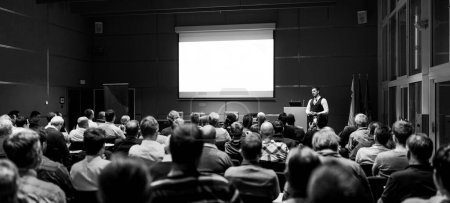 Foto de Ponente dando presentación sobre evento de conferencia de negocios. - Imagen libre de derechos