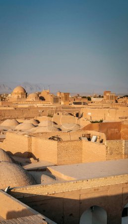 Foto de Rootops y vista del paisaje de la ciudad yazd casco antiguo iran - Imagen libre de derechos