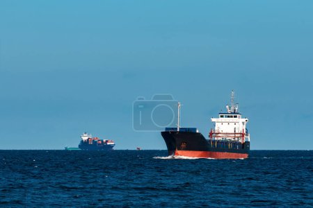 Photo for Black cargo ship background view - Royalty Free Image