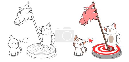 Foto de "Lindos gatos y meta de dibujos animados para colorear página" - Imagen libre de derechos