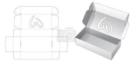 Photo for "Folding long box with heart shaped window die cut template" - Royalty Free Image
