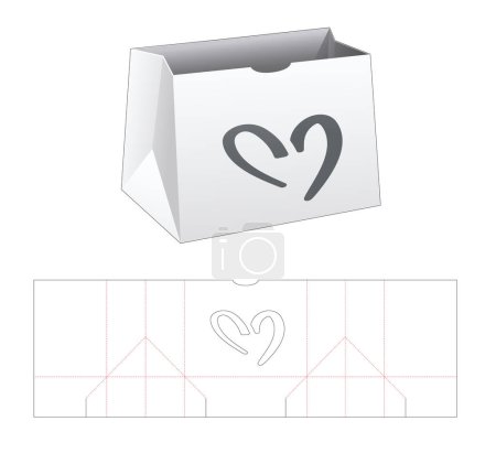 Photo for "Short shopping bag with heart shaped window die cut template" - Royalty Free Image