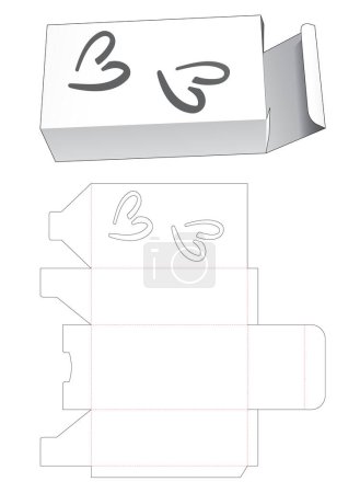 Téléchargez les photos : "Boîte rectangulaire simple avec 2 coeurs en forme de fenêtre die cut template" - en image libre de droit