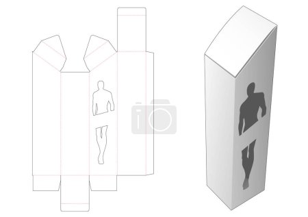 Téléchargez les photos : "Boîte haute inclinée avec des hommes en forme de fenêtre die cut template" - en image libre de droit